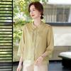 Nuevo Estilo Chino Vestido de Verano para Madre Camisa de Manga Media 2025 Nuevo Verano para Mujeres de Mediana Edad y Mayores Estilo Occidental Floral Camiseta Top