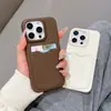 Funda para Teléfono con Textura de Cuero de Manzana con Ranura para Tarjeta Adecuada para iPhone 16 Pro Max, Funda de Teléfono de Lujo de Gama Alta con Soporte para Tarjetas
