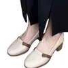 Zapatos planos retro estilo francés de punta fina, cuero suave, suela blanda, nuevos mocasines para mujer, tacón grueso, versátiles para el trabajo, zapatos de mamá