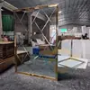 Espejo de Baño Transfronterizo de Hotel con Artesanía de Tallado Cuadrado, Arte de Gabinete de Baño, Decoración de Pared con Marco de Acero Inoxidable