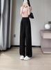 [2435] Nuevos pantalones chinos de seda de hielo para mujer, pantalones de verano de pierna ancha y estrecha, pantalones Guofeng rectos, casuales y frescos.