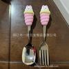Boneca Criativa Colher e Garfo de Aço Inoxidável 304 Talheres de Desenho Animado para Crianças Bebê Comendo Sobremesa Garfo de Fruta Colher de Sorvete