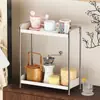 Estante de Almacenamiento de Cocina Blanco Leche de Doble Capa Estante para Especias Estante de Almacenamiento de Escritorio para Bolsitas de Té de Café Botellas Tarros
