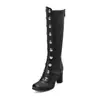 Botas Femininas Novas Outono e Inverno de Comércio Exterior, Botas de Cano Alto Fashion com Rebites, Botas de Salto Alto Grossas, Tamanhos 33-46, Desejo Botas de Tamanho Grande da Amazon