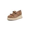 Zapatos tipo mocasín de ante de oveja con tacón de cuña de paja cómodos estilo vacacional 2025 Otoño Tacón medio Lazo Zapatos de piel genuina para mujer