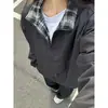Chaqueta de cuadros patchwork de ajuste transfronterizo, colección primavera/otoño, estilo hombre, diseño de alta gama, sin capucha, estilo nuevo con cuello alto, apta para parejas
