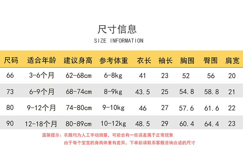 包屁长袖尺寸表详情