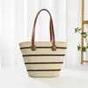 Bolso Tejido de Rafia Estilo Vacaciones Coreanas para Mujer Bolso Tote de Gran Capacidad Estilo Vacaciones de Verano Bolso de Hombro de Celebridad de Internet