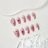 Uñas Vestibles 3D de Dopamina Uñas Almendra Flor Lunares Estilo Ins Pegatinas para Uñas Removibles Uñas Vestibles Hechas a Mano