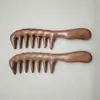 Pente bestseller transfronteiriço de cabo longo, pente massageador de couro cabeludo de dentes largos para mulheres com cabelos longos e cacheados, pente antiestático de sândalo verde