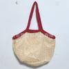 Bolsa de red grande con forro de bloques de color, moderna bolsa de hombro para colgar, bolsa de compras de viaje, bolsa tejida portátil y gruesa, bolsa de malla de algodón