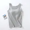Colete Feminino de Algodão para Primavera e Outono com Bojo Alça Larga Modelagem Justa Roupa Íntima com Sutiã Jaqueta Sem Mangas plus size com Alça