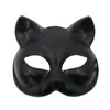 Máscara de Gato de Media Cara para Baile de Halloween Estilo Punk Retro Máscara de Plástico Accesorios de Disfraz para Fiesta de Cumpleaños