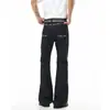 Jeans Geniales de Mezclilla Negra con Bordado de Espinas Retro Americano para Hombres y Mujeres, Pantalones de Pierna Ancha Sueltos Casuales, Corte Limpio, Acampanados