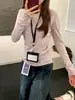 Camiseta Suave y Cera de Cuello Redondo de Manga Larga para Mujer en Primavera y Otoño, Versátil Top Verde Menta Hombro Derecho, Blusa de Verano con Dobladillos Protección Solar
