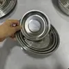 Plato de Acero Inoxidable para Cantimplora, Plato Redondo para el Hogar, Plato Grueso de Grado Alimenticio para Arroz, Plato Hondo para Servir Platos, Plato de Acero Inoxidable 304