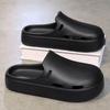 2024 Summer Cave Shoes Sapatos Masculinos Antiderrapante Heel-free Baotou Chinelos Masculino Cor Sólida Meio Chinelos Sapatos de Praia Grosso Sole