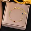 Colar e Pulseira Europeus e Americanos Transfronteiriços Coloridos em Aço Titânio Pulseira de Corrente Fina Delicada Feminina Corrente Dourada para Clavícula Design de Nicho Feminino