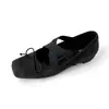 Versão em Pele de Ovelha dos Sapatos Mary Jane Quadrados Invisíveis de Aumento de 5cm com Laço para Mulheres, Novo Estilo 2026 Sapatilhas Rasteirinhas