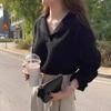 Suéter Pulóver de Punto Holgado de Manga Larga, Estilo Coreano, para Mujer, Otoño 2026, Nuevo, Semiabierto, Cuello de Solapa