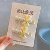 Bobbi cuento de hadas estilo coreano tres dimensiones Lazo de perlas pasador para el pelo de niños Par de pinzas para el pelo de niñas lindo clip para flequillo de pelo roto