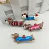 Grampo de Cabelo Divertido de Animal Filhote de Dachshund para Mulheres, Design de Nicho, Presilha Fofa Tipo Bico de Pato Lateral para Cabelos Soltos, Presilha para Franja de Estudante