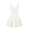 Estilo Francês Elegante Vestido Fofo Feminino 2025 Novo Estilo Garota Popular Alta Qualidade Gola Quadrada Afina a Cintura Linha A Saia Curta