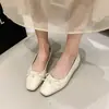 Sapatos de Verão Femininos Slip-On Estilo Francês com Laço, Bico Quadrado, Boca Rasa, Solado Macio e Loafers com Salto Escondido 2026