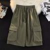 Shorts de Sarja de Algodão Estilo Japonês Masculino Verão Finos Casuais Marca Tendência Estilo Americano Versátil Soltos Retos Calças Médias
