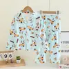 Pijamas Infantiles al por Mayor Primavera y Otoño Trajes Finos para Niños Niñas Cardenal de Caricatura Cardigan de Manga Larga Ropa de Casa