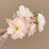 Grampo de Cabelo Flor de Cerejeira Rosa Claro Estilo Antigo, Acessório de Cabelo Flor Simulada, Ornamento de Cabelo Estilo Chinês Tradicional, Acessório de Grampo de Cabelo Novo Estilo Chinês