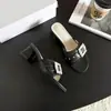 En Stock para Entrega Inmediata~ Chanclas de Verano para Mujer para Exteriores con Hebilla Cuadrada, Pedrería, Tacón Grueso, Sandalias de Tacón Alto Abiertas, Nuevo Estilo