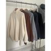Suéter cárdigan gris estilo perezoso con cuello vertical para mujer, otoño e invierno, holgado, casual, doble cremallera, abrigo de punto, top de cuello alto