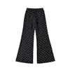 RY266926 Pantalones casuales de estilo americano para mujer, color durazno, que realzan los glúteos, de longitud completa, de cintura alta, con lunares y microcampana.