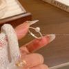 Anillo con Lazo y Cuentas de Perlas para Mujer Estilo Coreano Diseño Nicho Ins Anillo para Dedo Índice Sensación de Lujo Ligero Joyería de Mano