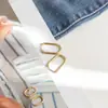 Pendientes Minimalistas Versátiles de Estilo Francés, Elegantes Pendientes Ovalados de Acero de Titanio Chapados en Oro de 18 Quilates, Pendientes de Aro Simples Versátiles de Lujo Ligero