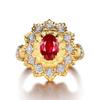 Nuevo Anillo de Oro Rojo Diamante Doble Color Textura Simulación Estilo de Corte Italiano Dorado Dibujo Estilo de Corte Paloma Hemoglobina
