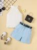 Fábrica de Origem Moda Popular Primavera e Verão Estilo Coreano Novo Conjunto de Top Cropped de Gola Alta Canelado + Shorts