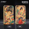 Zorro ZC11-003-3D Estampado Color Impreso Delgado Carcasa de Cobre Puro Mecha de Algodón para Queroseno Encendedor Plegable a Prueba de Viento Venta al por Mayor