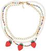 Collar de Fresa para Mujer Collar de Perlas de Fresa Apilable Collar de Cuentas Coloridas Hecho a Mano Lindo Collar de Frutas