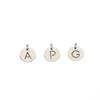 Etiqueta redonda de acero inoxidable europea y americana 26 letras mayúsculas pequeños accesorios colgantes con anilla 12mm cinturón