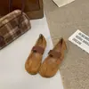 Zapatos Mary Jane Retro con Velcro y Punta Dividida Estilo Pata de Cerdo para Mujer 2026 Otoño/Invierno Versátiles Slip-on Planos Antideslizantes Zapatos Individuales de Moda