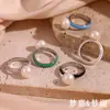 Moda Europeia e Americana Design Simples Popular Joia de Anel Aço Inoxidável Colorido Gotejamento de Óleo Anel de Contas Pão Cozido no Vapor para Mulheres