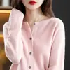 Cardigan de Gola Redonda Uma Linha, Foco em Tricô de Lã Cashmere, Entrega Rápida de Amostras, Preparação Profunda de Estoque, Pedidos Pequenos São Rápidos