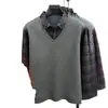Suéter de dos piezas falso engrosado con forro de polar para hombres de mediana edad y ancianos, atuendo de papá, capa base, ropa abrigadora, ropa de invierno para hombres de mediana edad, suéter de punto