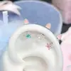 Brilhantes Coração Cravejado de Diamantes Patinha de Gato Glitter Orelha de Gato Osso Brinco Stud Fofo Feminino Aço Titânio Doce Cool