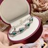 Pulseira Camélia Vintage Indústria Pesada Totalmente Diamantada Cristal Cor Tesouro Verde Feminina Banhada a Ouro Real Espessura Forte Conservação da Cor Lançamento Novo para Transmissão ao Vivo