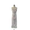 Vestido de Noche de Lujo Strapless Hecho a Medida de Alta Gama Transfronterizo, Vestido de Sirena Strapless con Lentejuelas Pesadas, Fábrica de Vestidos de Boda de Comercio Exterior