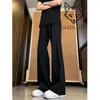 Pantalones de Traje de Verano High Street Color Sólido Hoja Curva Caída Moda Americana para Hombre Temperamento Sin Planchar Tacto de Alta Gama Ligeramente Acampanados Largos