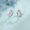 Aretes de Aro con Lazo de Circonita con Brillo Total de Diamante, Estilo Francés Suave y Dulce, Aros con Temperamento Estilo Bosque Fresco